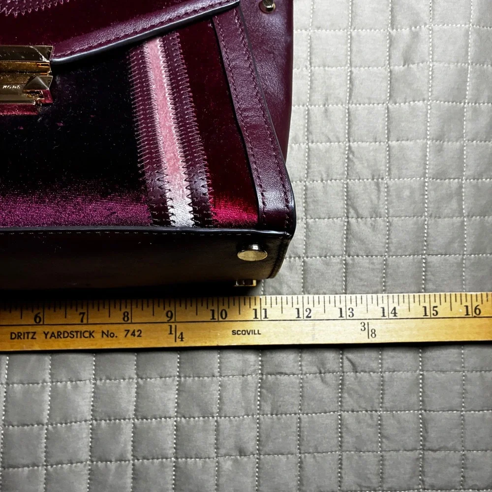 Michael Kors Whitney Medium Satchel Oxblood Velvet Leather Crossbody Handbag Bag